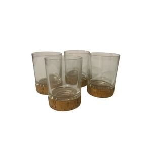 David Douglas Rocks Glasses Removable Cork Coaster Bottom Vintage Set of 4 Rare